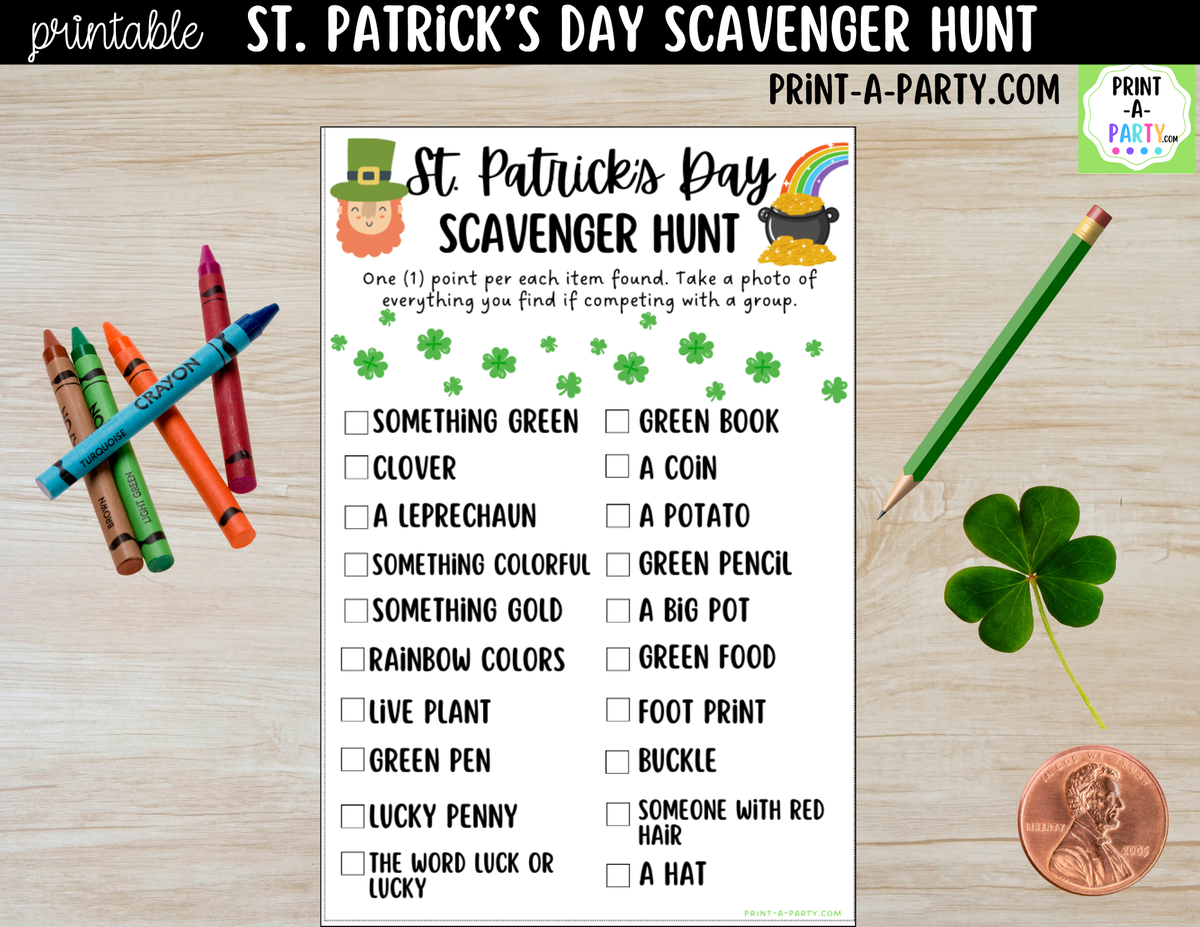St. Patrick's Day Scavenger Hunt Printable | Party Game