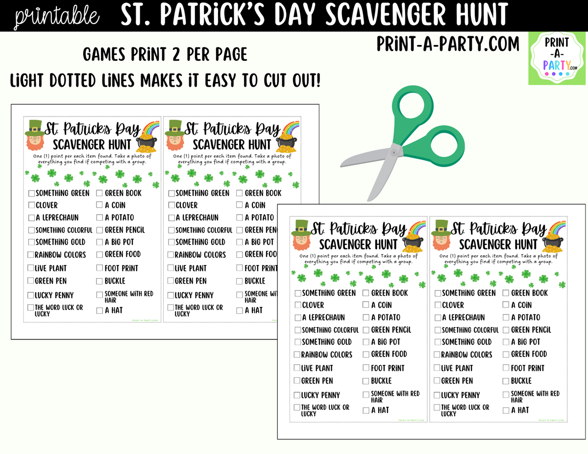 St. Patrick's Day Scavenger Hunt Printable | Party Game