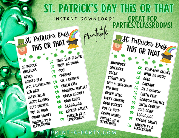 THIS OR THAT GAME: St. Patrick's Day | Leprechaun | Shamrock | Clover - INSTANT DOWNLOAD