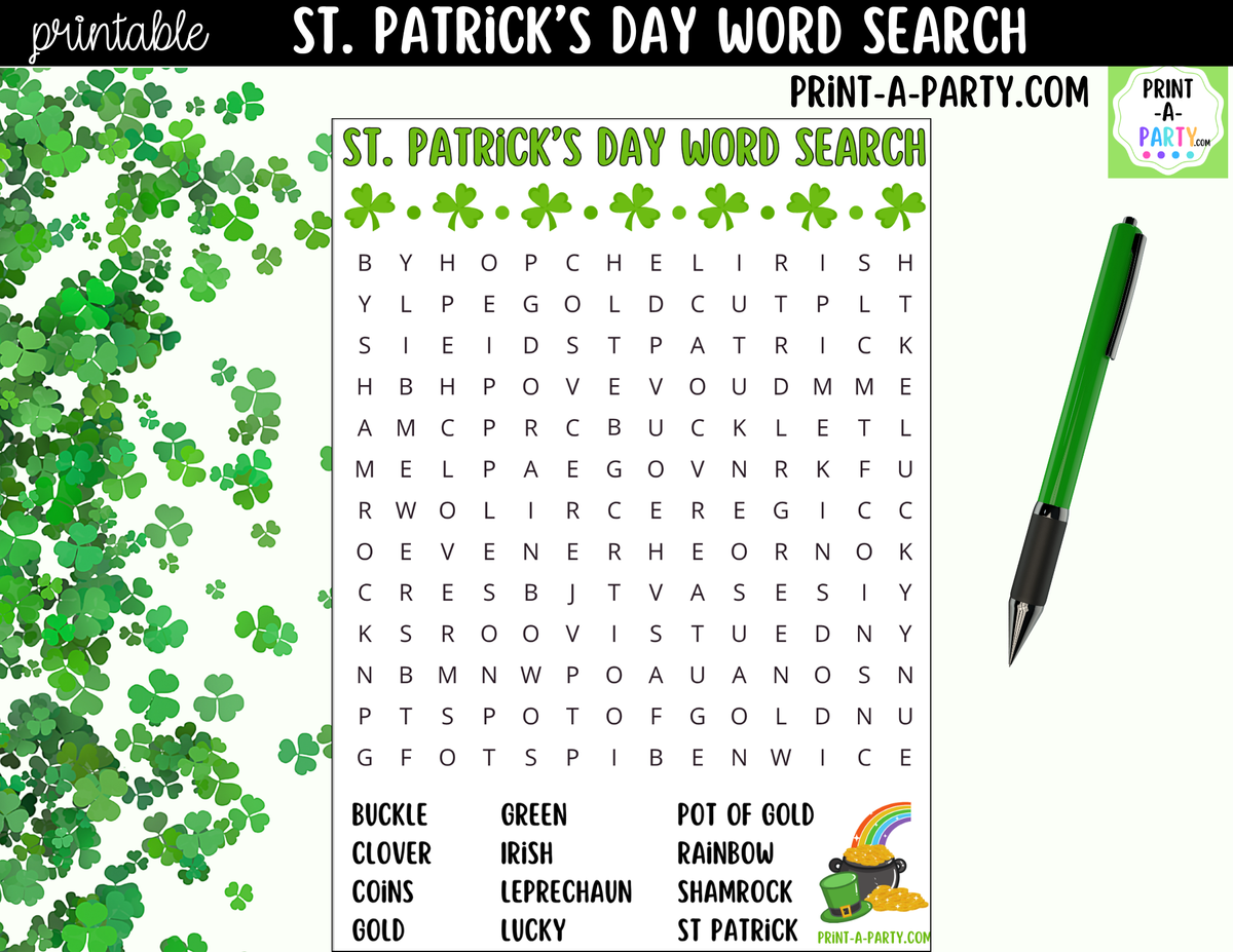 St. Patrick's Day Word Search Printable