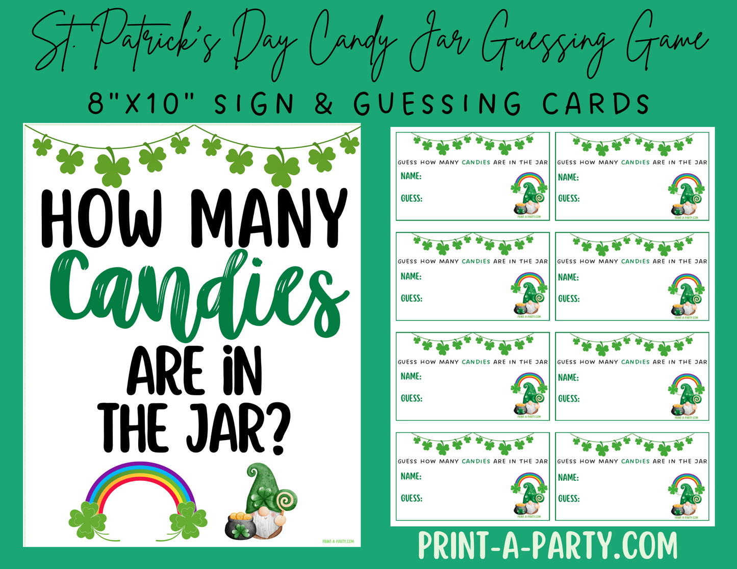 CANDY JAR GUESSING GAME - ST. PATRICK'S DAY | How many candies in jar | St. Patrick's Day Party Idea | St. Patrick's Day Activity | St. Patty's Day DIY | Printable