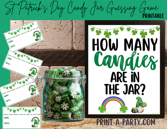 CANDY JAR GUESSING GAME - ST. PATRICK'S DAY | How many candies in jar | St. Patrick's Day Party Idea | St. Patrick's Day Activity | St. Patty's Day DIY | Printable