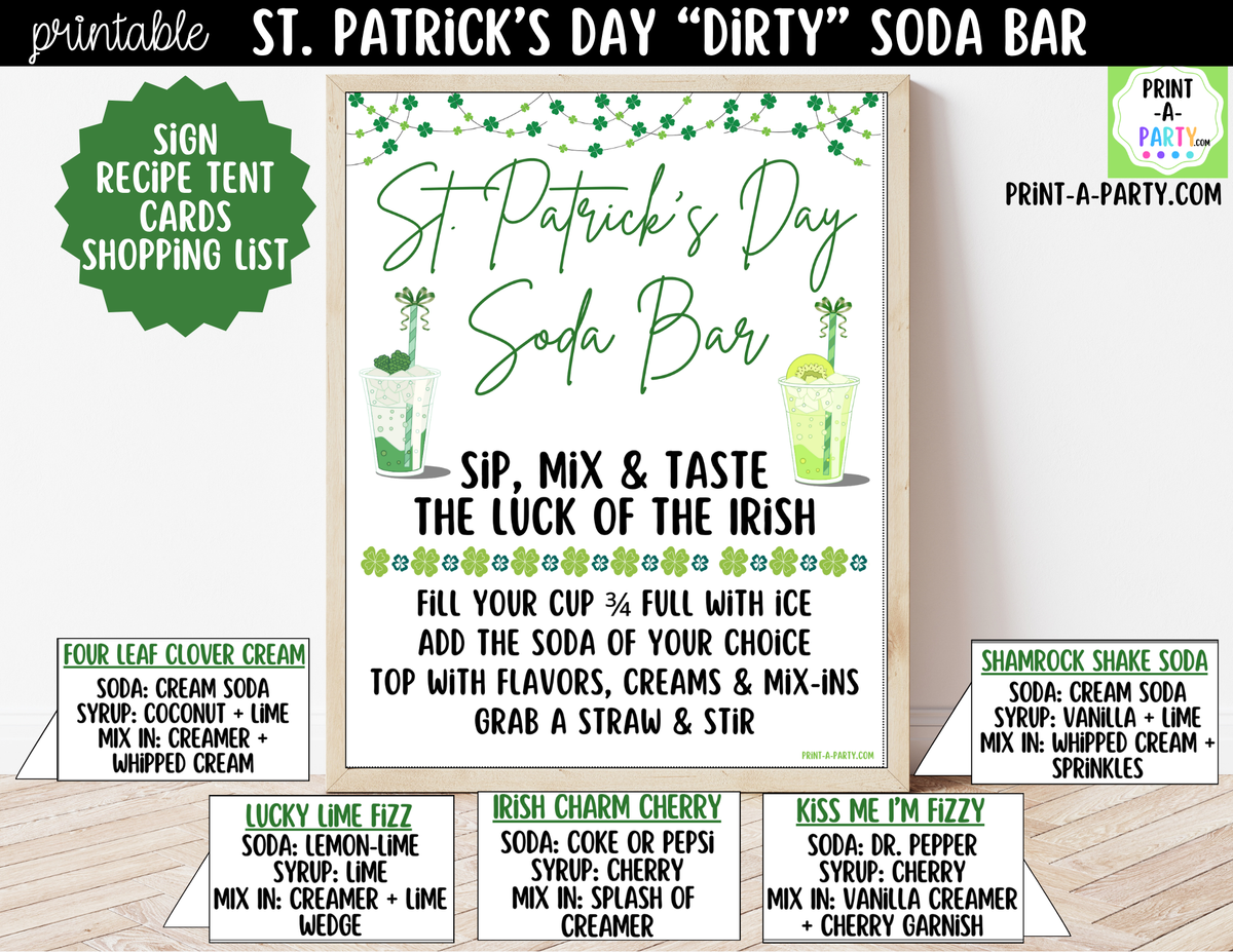 St. Patrick's Day Dirty Soda Bar Printable Kit