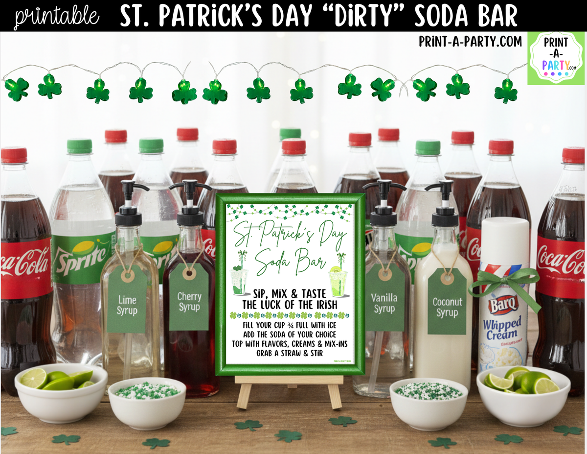 St. Patrick's Day Dirty Soda Bar Printable Kit