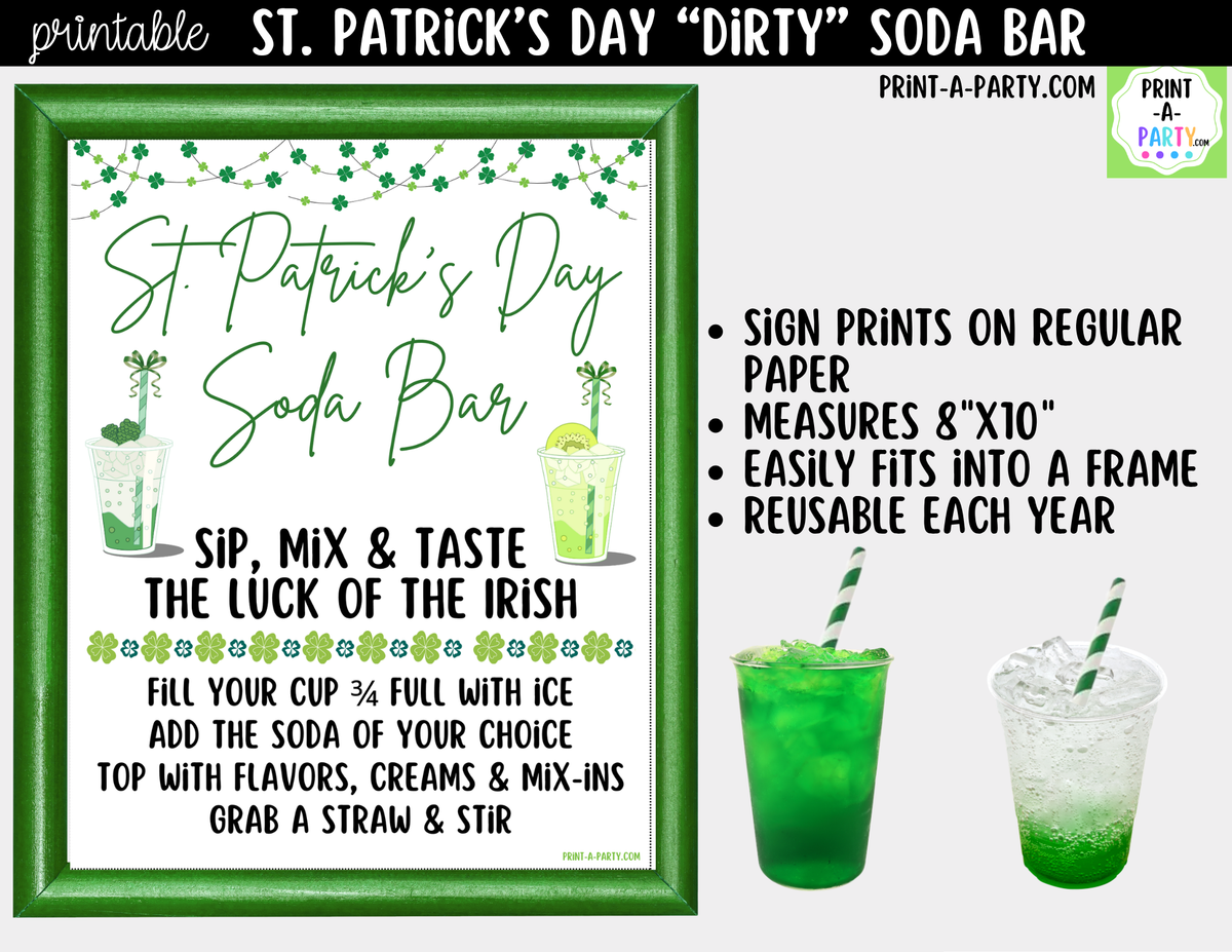St. Patrick's Day Dirty Soda Bar Printable Kit