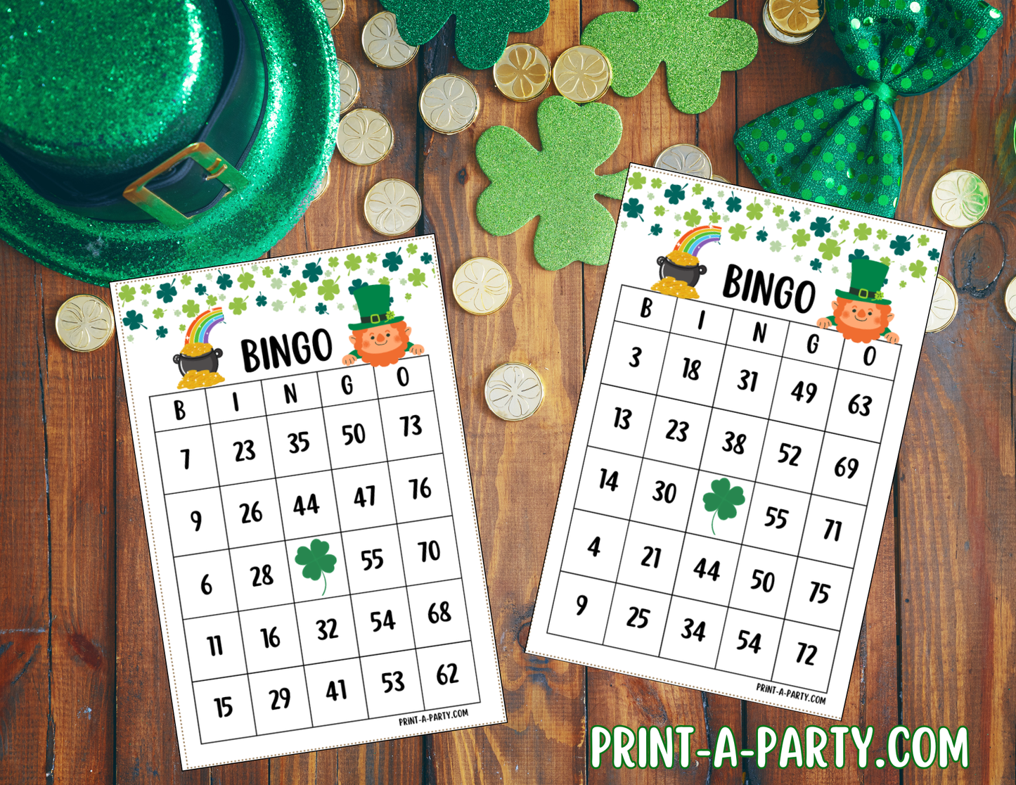 BINGO: St. Patrick's Day Bingo Game | Leprechaun | Shamrock | Pot of Gold | Classrooms | Parties | Birthday | 30, 40, or 50 cards - INSTANT DOWNLOAD