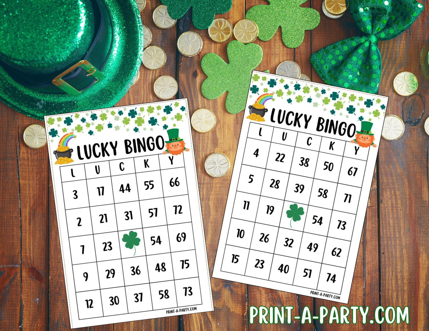 BINGO: St. Patrick's Day L-U-C-K-Y Bingo | Lucky Bingo | Leprechaun | Shamrock | Pot of Gold | Classrooms | Parties | Birthday | 30, 40, or 50 cards - INSTANT DOWNLOAD