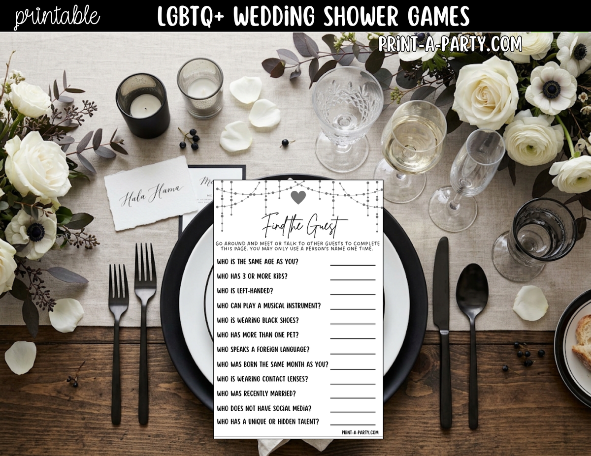 LGBTQ+ Wedding Shower Games Printable | Couples Party Games