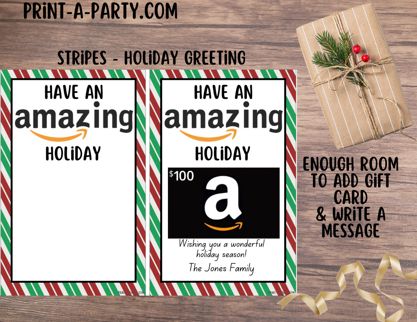 GIFT CARD Amazon Christmas Holiday Templates | Amazon Christmas Gift Card | Amazon Holiday Gift Card Printables - INSTANT DOWNLOAD