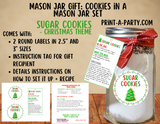 MASON JAR COOKIE GIFT: Sugar Cookies in a Mason Jar | Cookies in a jar gift | Christmas Sugar Cookies Mason Jar | Mason Jar Gift Kit