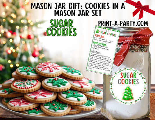 MASON JAR GIFT: Sugar Cookies in a Mason Jar Printable Kit - perfect holiday gift idea for family friends coworkers neighbors