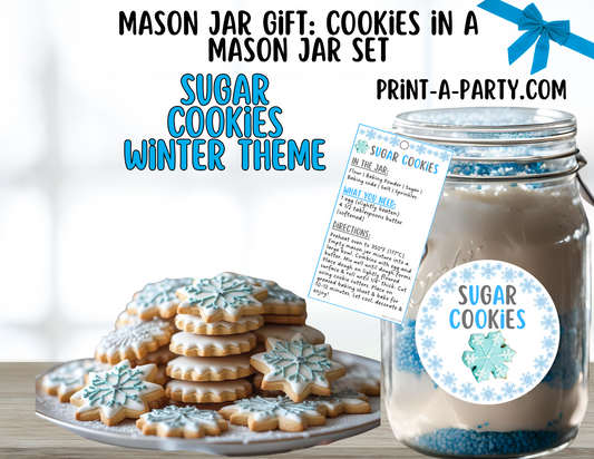 MASON JAR GIFT: Sugar Cookies in a Mason Jar Printable Kit - Winter-themed - Labels, Gift Tag, Ingredients and Instructions