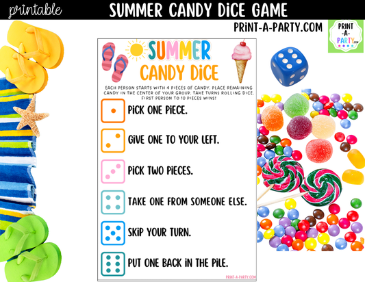 Summer Candy Dice Game Printable