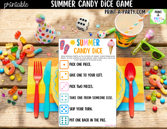 Summer Candy Dice Game Printable