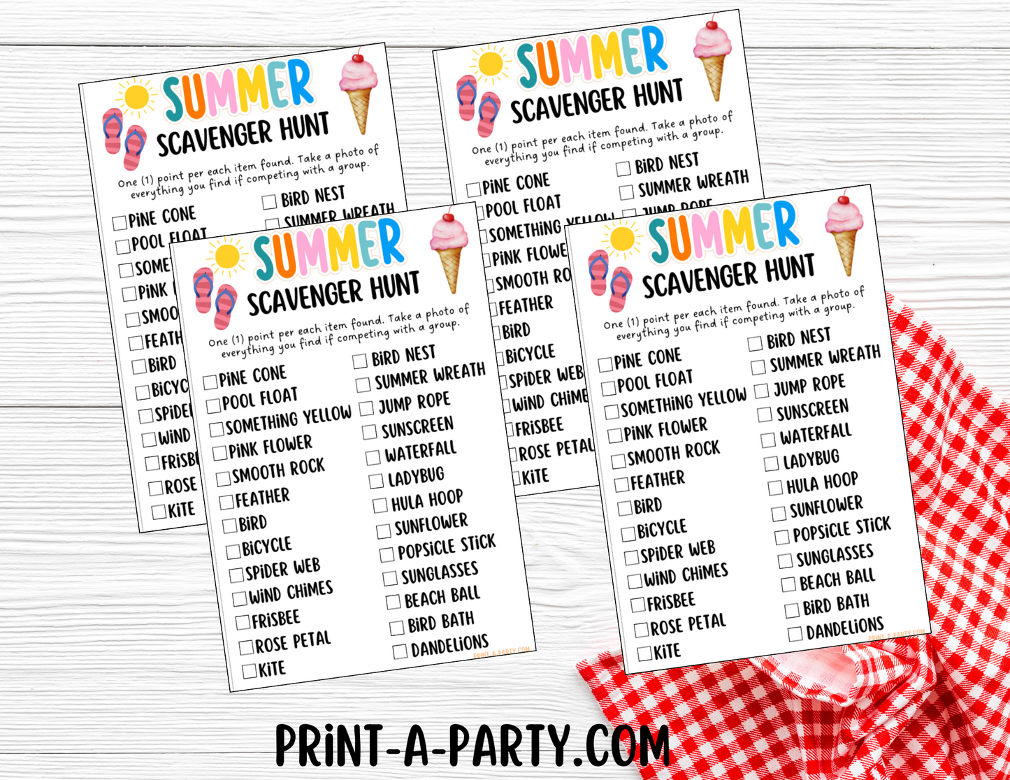 SCAVENGER HUNT GAME: Summer Printable Game - Fun Summer Outdoor Activity for Kids | Instant Download