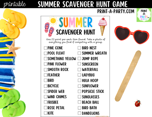 Summer Scavenger Hunt Printable | Outdoor Party Game