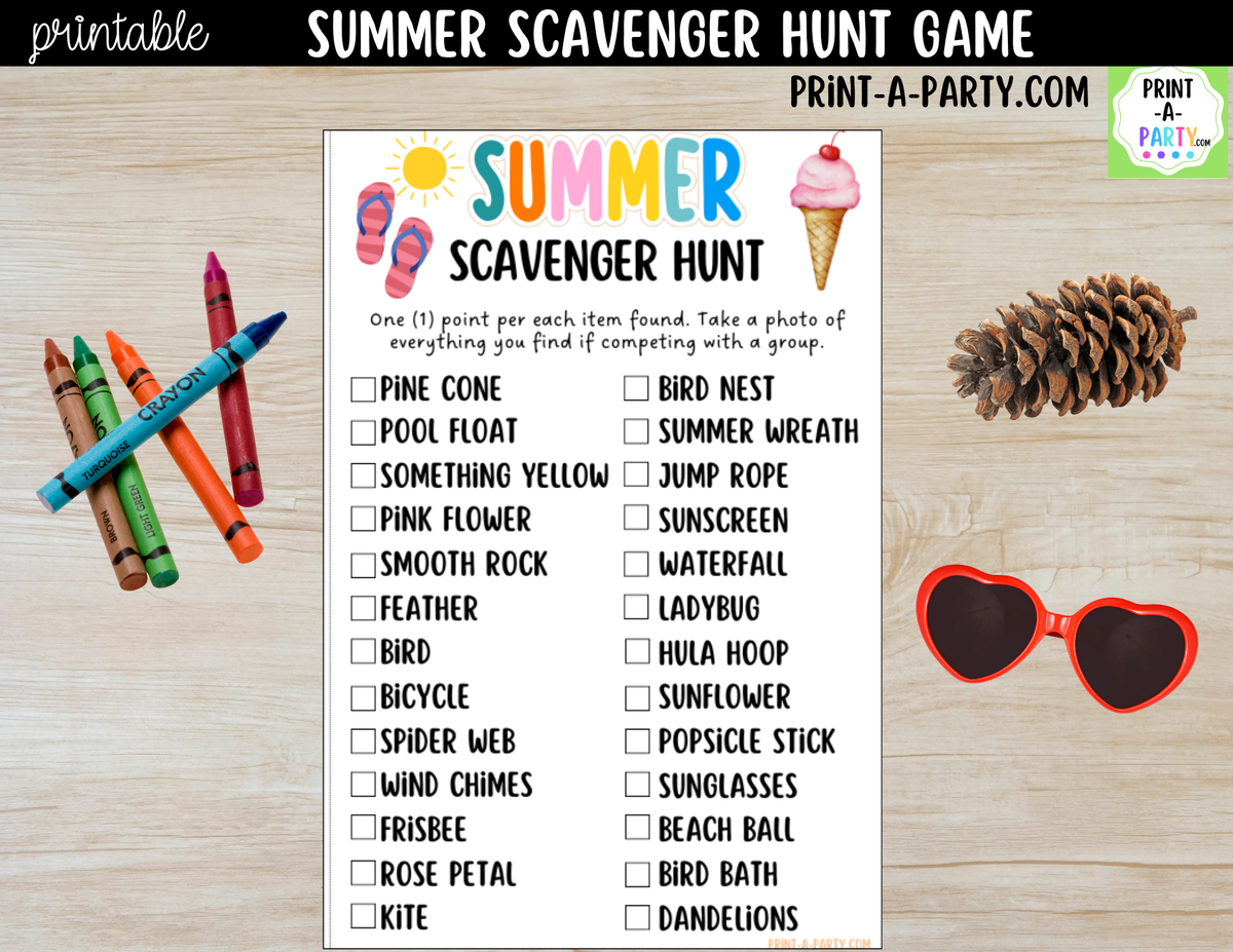 Summer Scavenger Hunt Printable | Outdoor Party Game