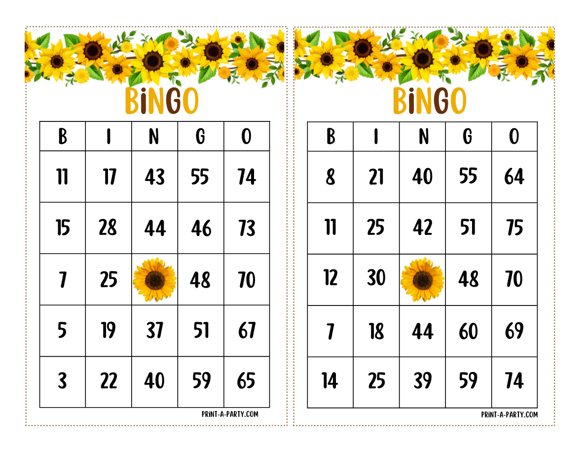 BINGO: Sunflowers | Classrooms | Parties | Birthday | Baby or Bridal Shower | 30, 40, or 50 cards - INSTANT DOWNLOAD