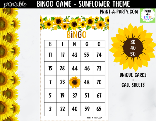 Sunflower Bingo Printable | Number Party Game