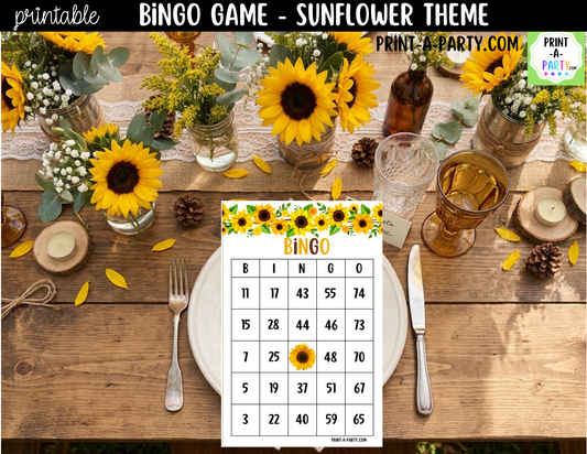 Sunflower Bingo Printable | Number Party Game