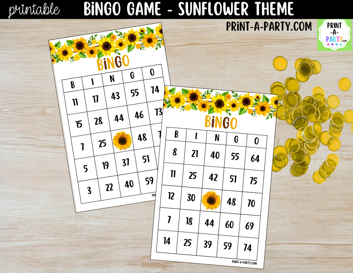 Sunflower Bingo Printable | Number Party Game