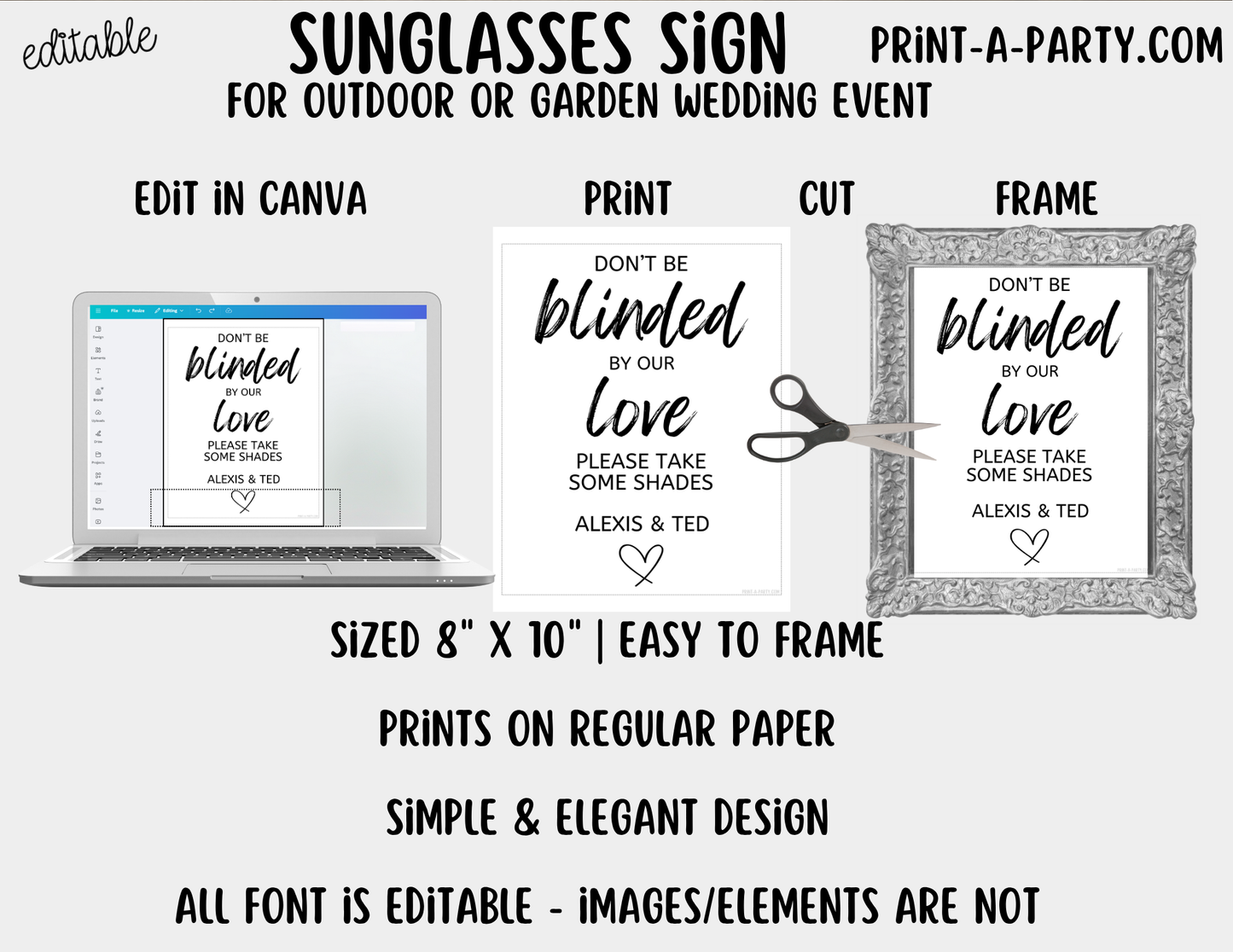 Editable Sunglasses Sign (8x10) – Canva Printable Template
