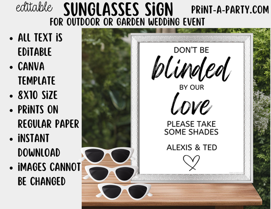 Editable Sunglasses Sign (8x10) – Canva Printable Template