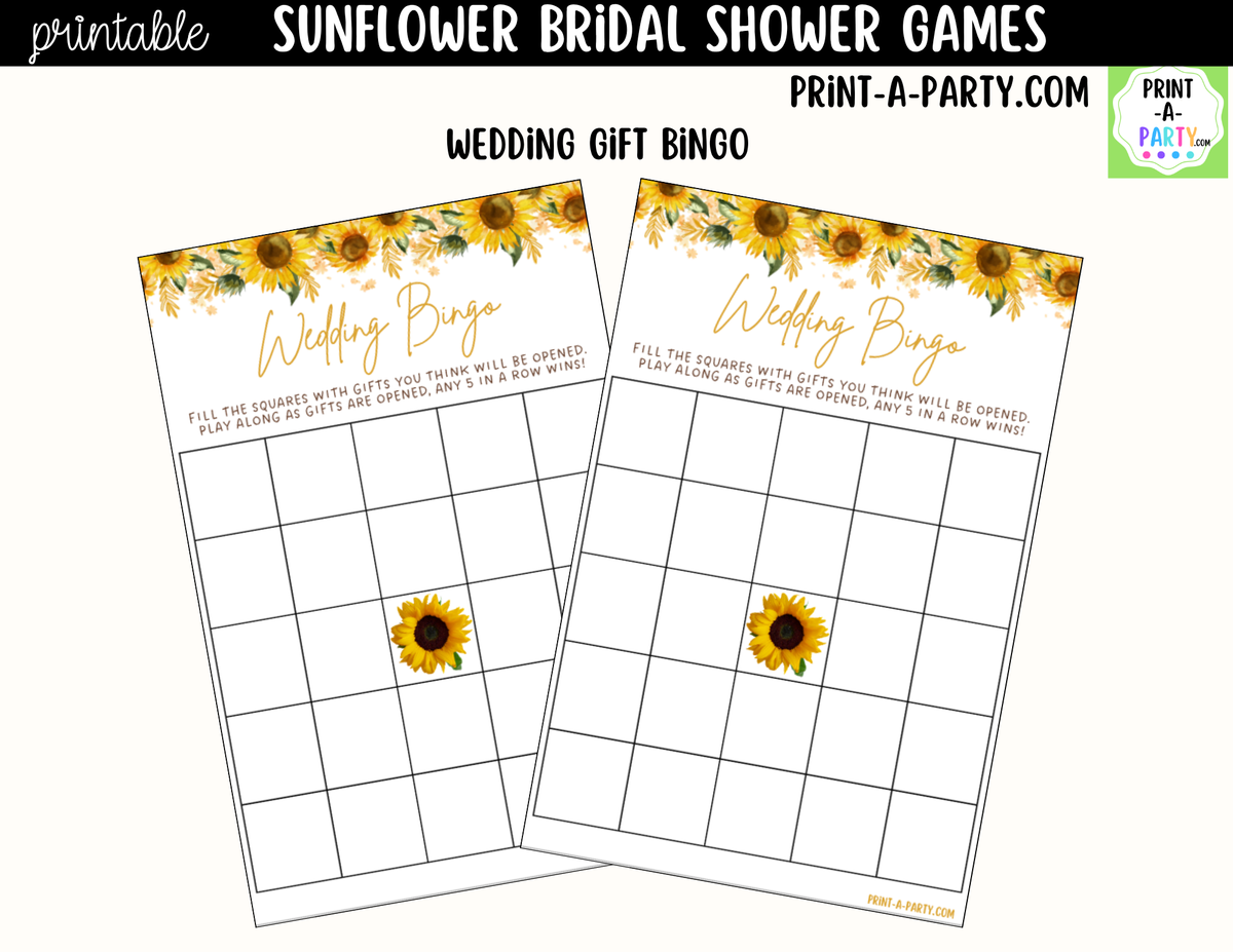 Sunflower Bridal Shower Games Printable