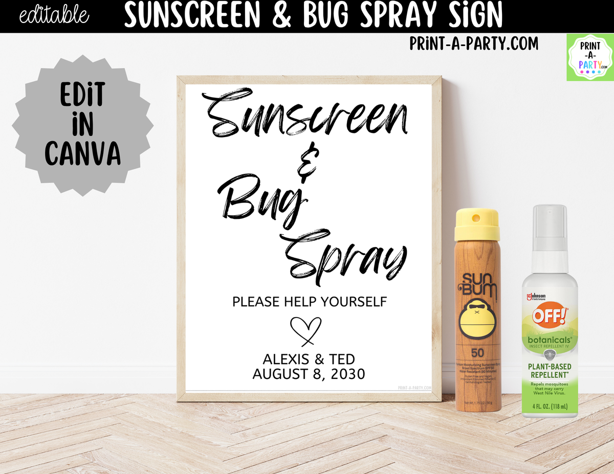 Editable Sunscreen Bug Spray Sign – Please Help Yourself | 8x10