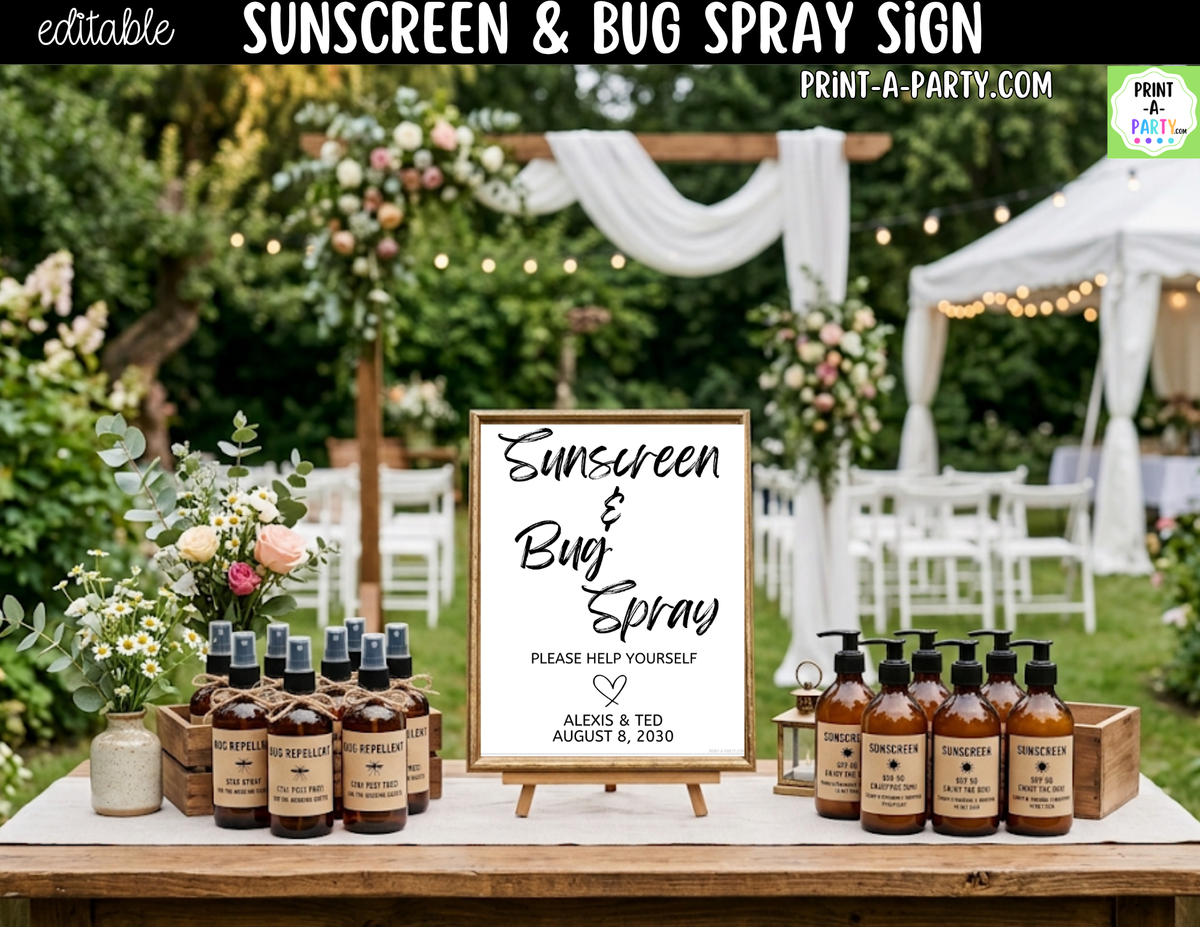 Editable Sunscreen Bug Spray Sign – Please Help Yourself | 8x10