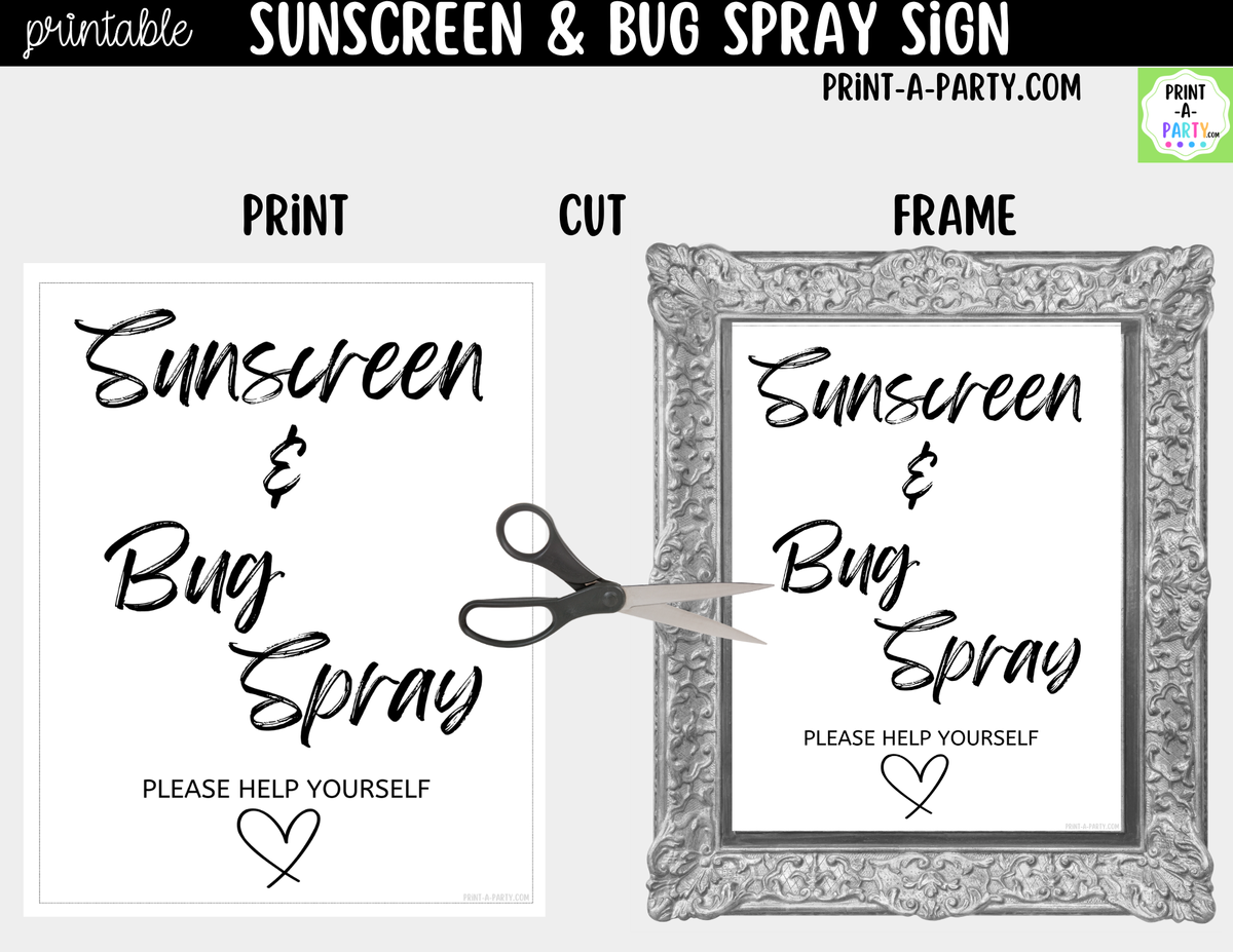 Sunscreen & Bug Spray Sign Printable – Outdoor Wedding