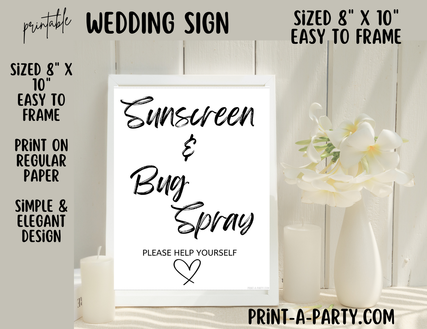 SUNSCREEN AND BUG SPRAY - PLEASE HELP YOURSELF | Printable Wedding Sign | Outdoor Wedding Sign | Bug Spray Wedding Sign | Sunscreen Wedding Sign