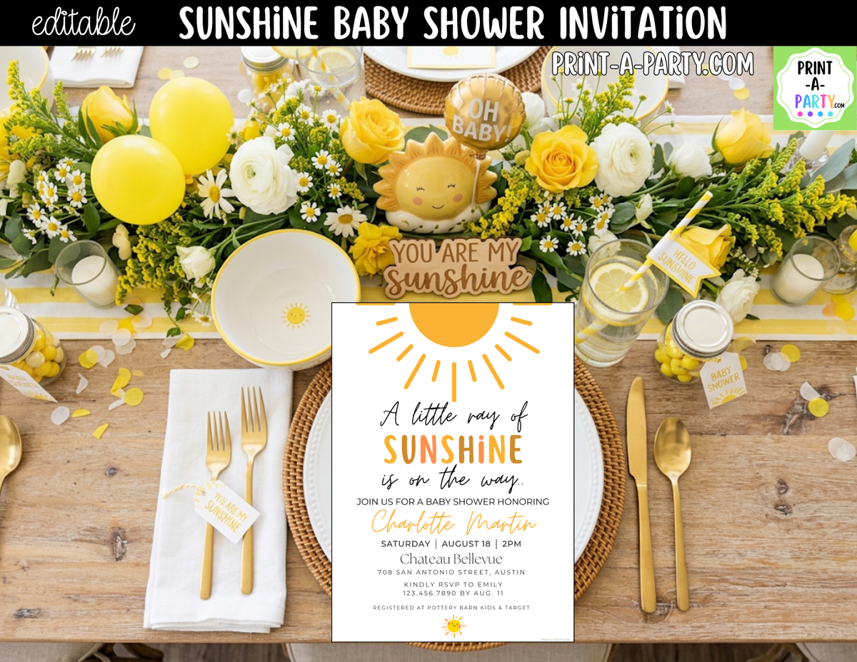 Sunshine Baby Shower Invitation | Little Ray of Sunshine
