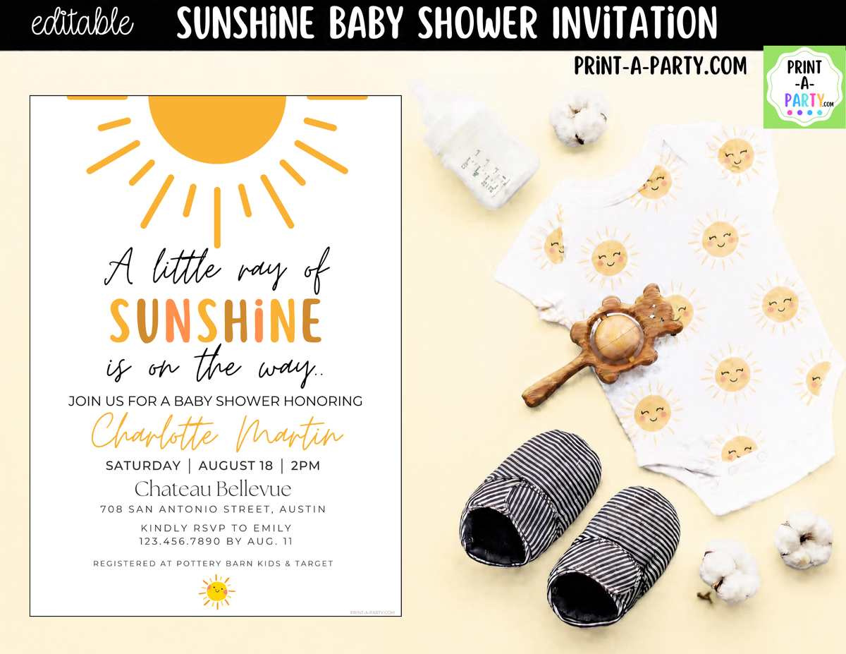 Sunshine Baby Shower Invitation | Little Ray of Sunshine