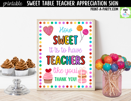 Printable How Sweet It Is Teacher Appreciation Sign 8x10