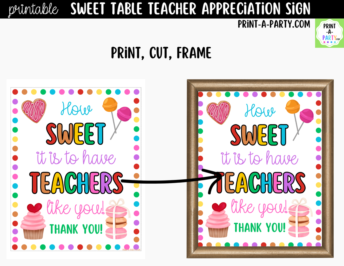 Printable How Sweet It Is Teacher Appreciation Sign 8x10