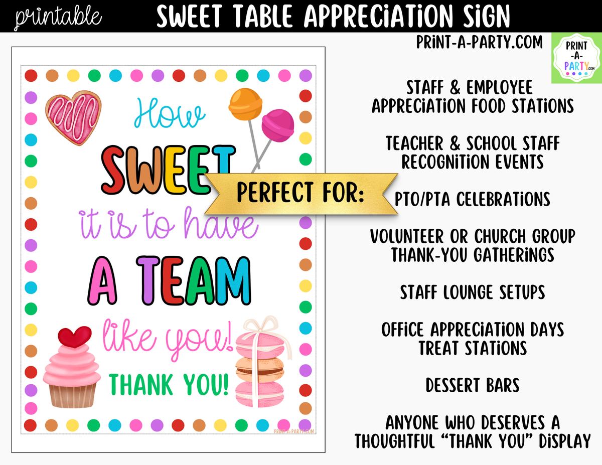 Printable How Sweet It Is Team Appreciation Sign 8x10