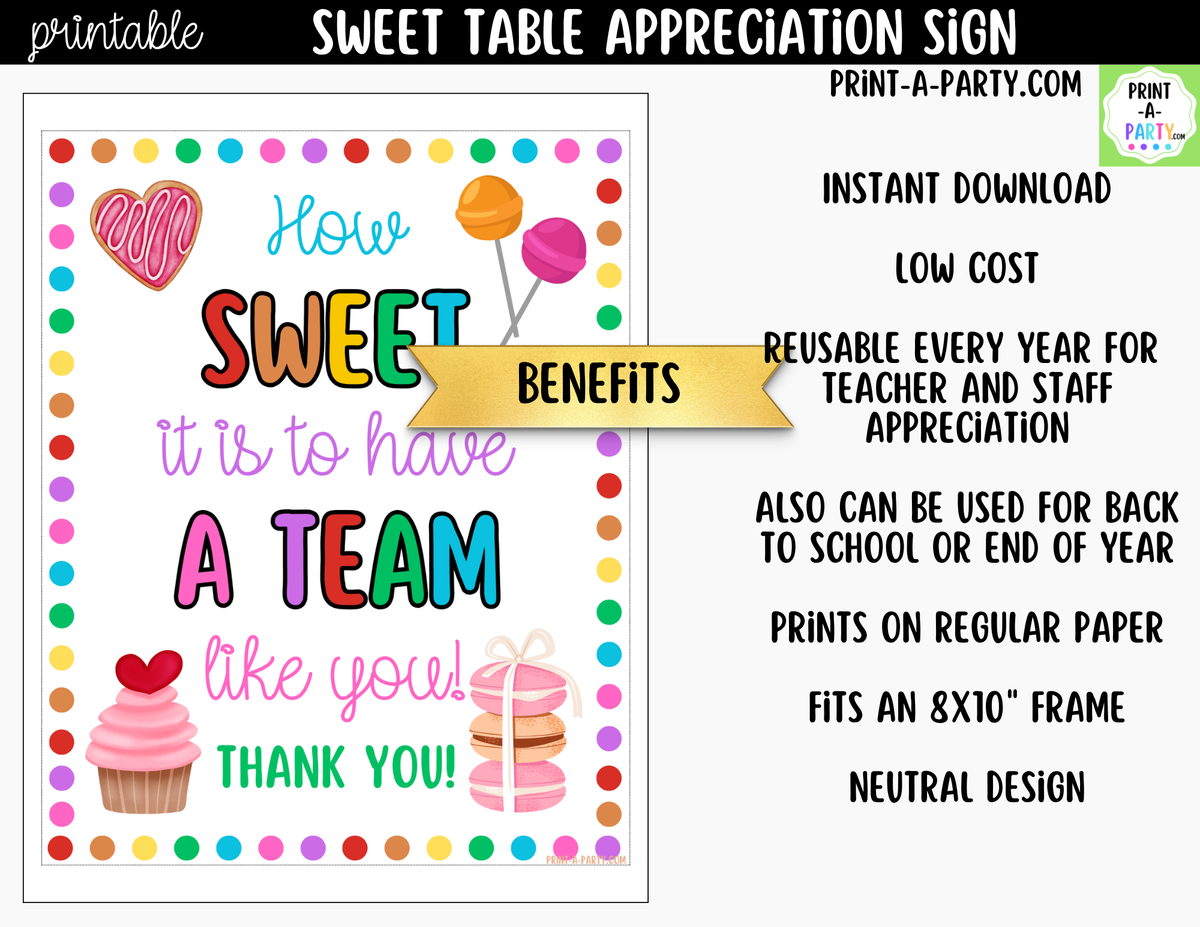 Printable How Sweet It Is Team Appreciation Sign 8x10