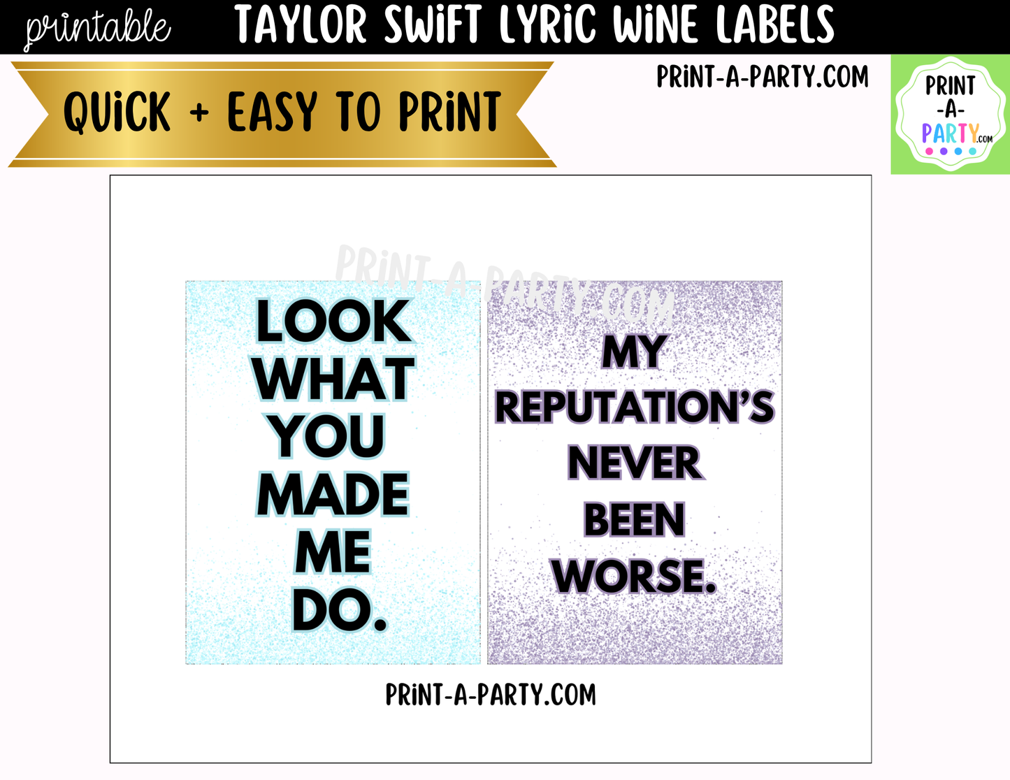 Taylor Swift-Inspired Printable Wine Labels | Funny Swiftie Wine Bottle Labels