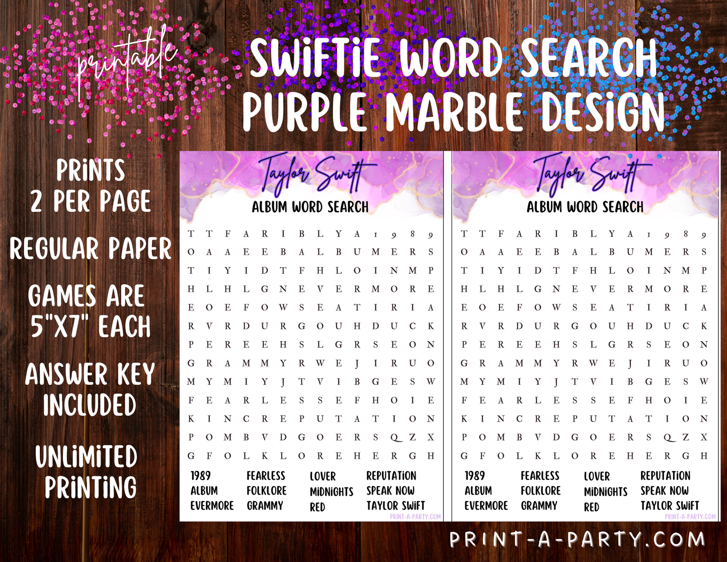 Swiftie Party Game Word Search | Taylor Word Search | Eras Tour Party | Taylor Party Game | T Swift Party Games | Swiftie Games