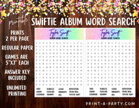 Swiftie Party Game Word Search | Taylor Word Search | Eras Tour Party | Taylor Party Game | T Swift Party Games | Swiftie Games