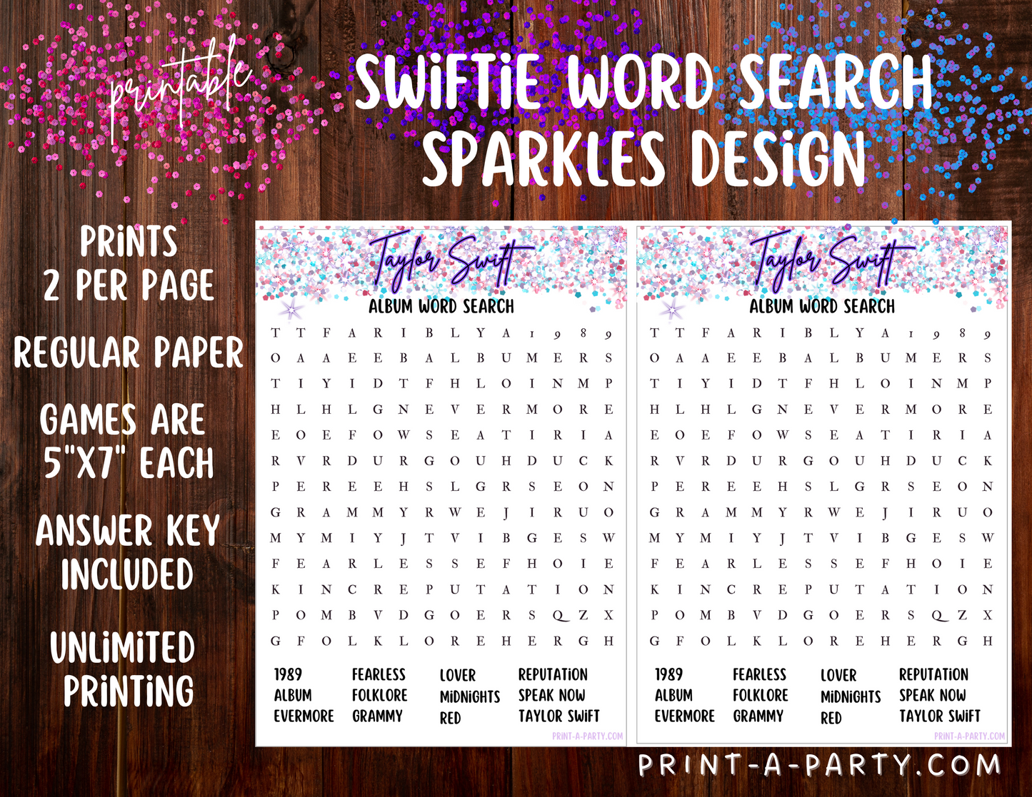 Swiftie Party Game Word Search | Taylor Word Search | Eras Tour Party | Taylor Party Game | T Swift Party Games | Swiftie Games