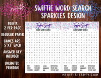 Swiftie Party Game Word Search | Taylor Word Search | Taylor Party Game | T Swift Party Games | Swiftie Games