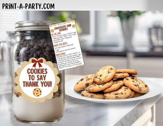Chocolate Chip Cookies - Thank You in a Printable Mason Jar Gift - Labels & Tag, Recipe Instructions