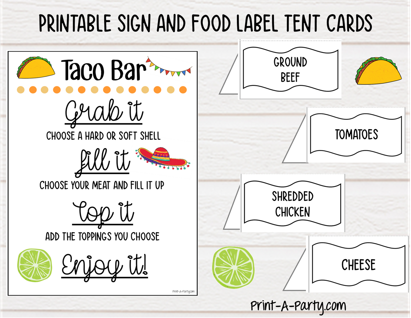 TACO BAR | TACO STATION Setup - WHITE | Make your own Tacos Sign | Taco Bar Station | DIY Taco Bar | Food Station for Party | Food Bar for Party | 4th of July | Summer Parties | Backyard Parties | Weddings | Showers