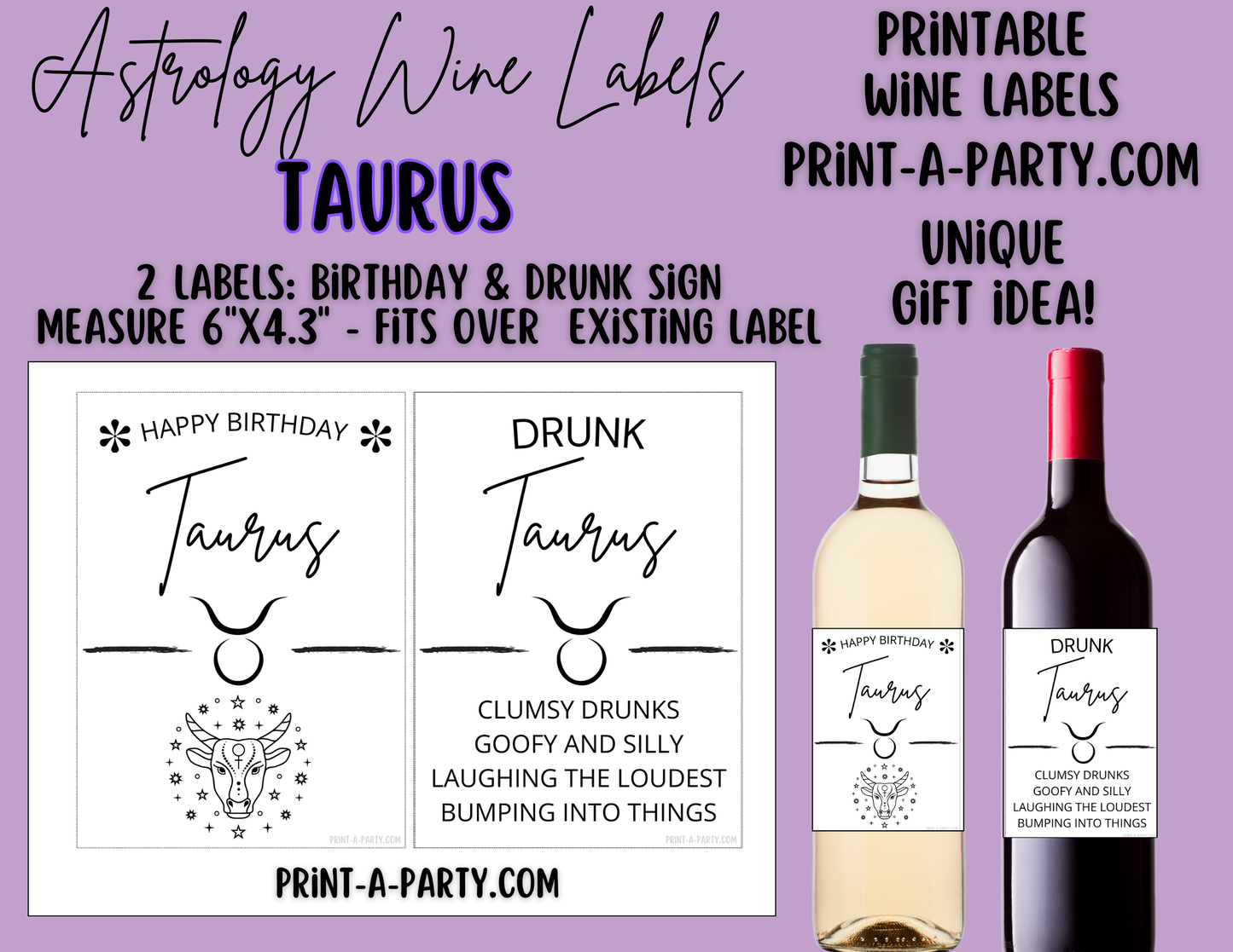 WINE LABELS: Astrology Zodiac Wine | Drunk Astrology Zodiac Signs | Astrology Wine | Zodiac Wine | Aries Taurus Gemini Cancer Leo Virgo Libra Scorpio Sagittarius Capricorn Aquarius Pisces | INSTANT DOWNLOAD