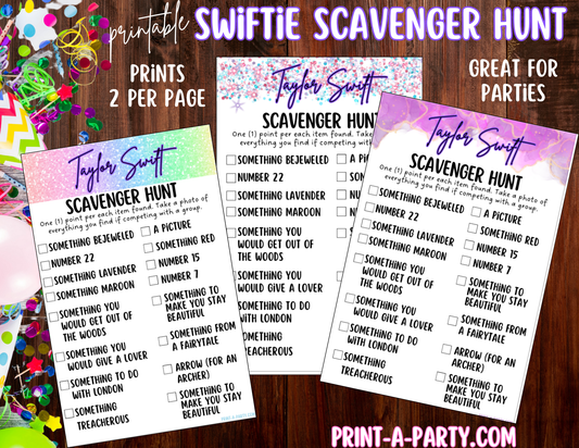 Swiftie Party Game Swiftie Scavenger Hunt | Taylor Scavenger Hunt | Eras Tour Party | Taylor Party Game | T Swift Party Games | Swiftie Games