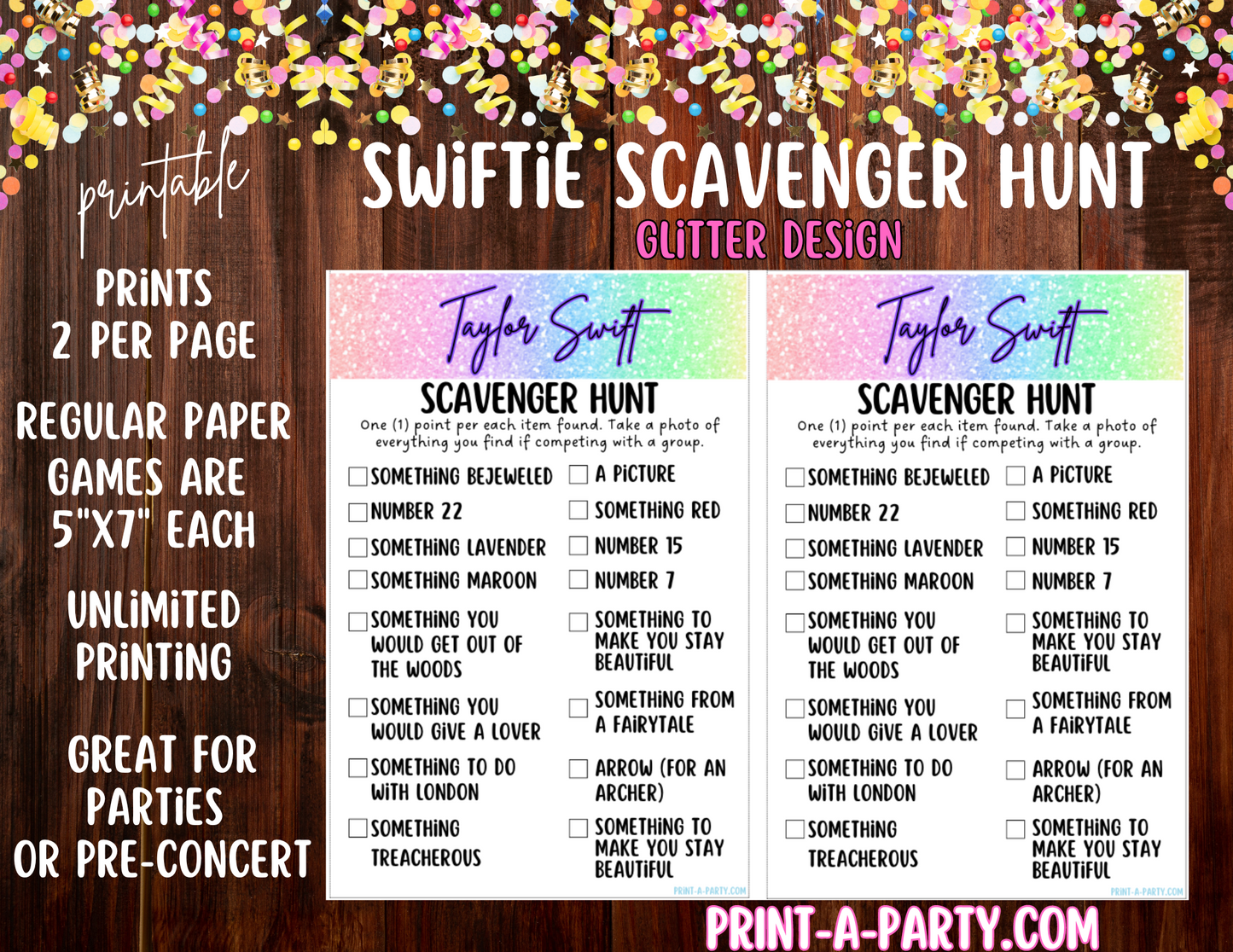 Swiftie Party Game Swiftie Scavenger Hunt | Taylor Scavenger Hunt | Eras Tour Party | Taylor Party Game | T Swift Party Games | Swiftie Games