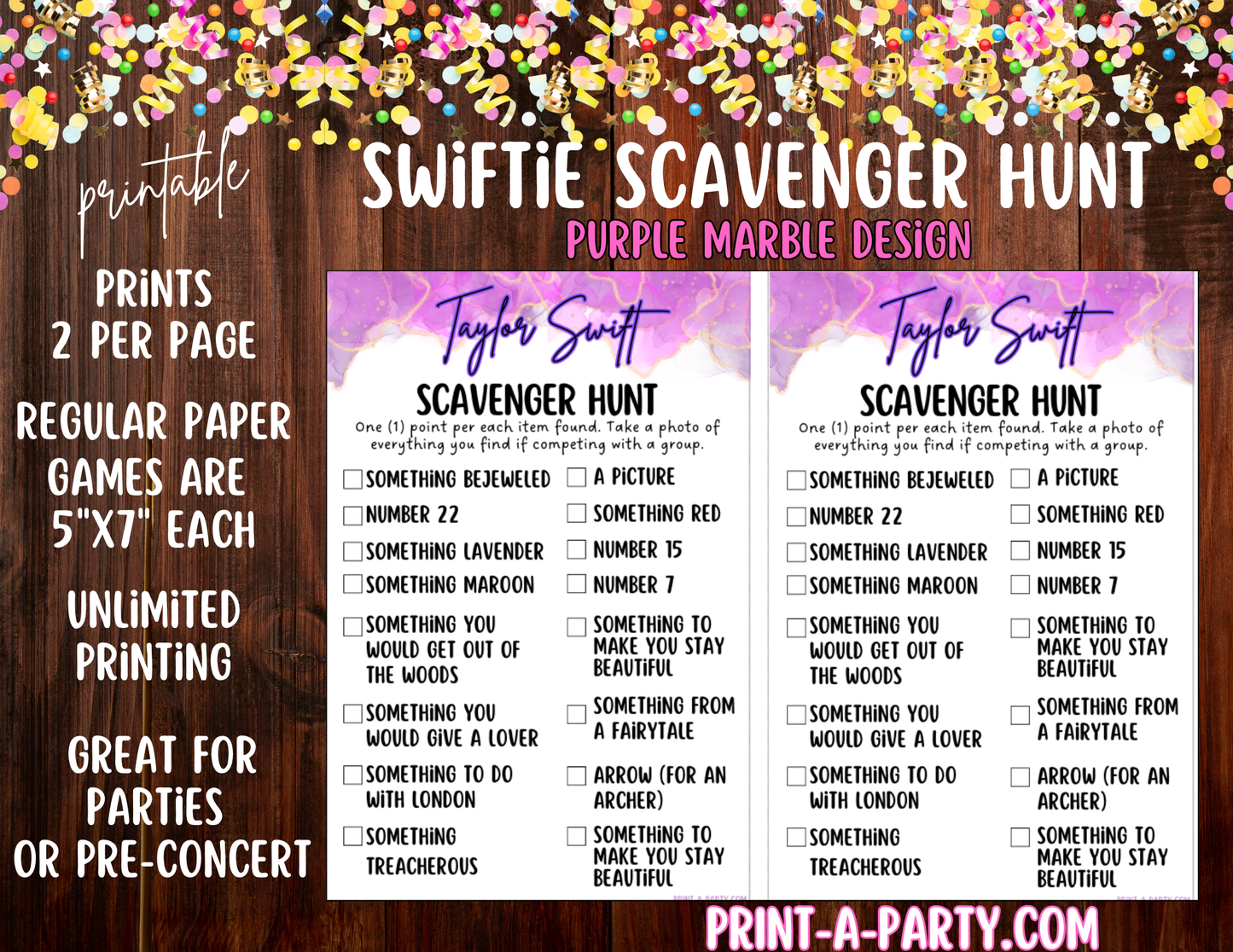 Swiftie Party Game Swiftie Scavenger Hunt | Taylor Scavenger Hunt | Eras Tour Party | Taylor Party Game | T Swift Party Games | Swiftie Games