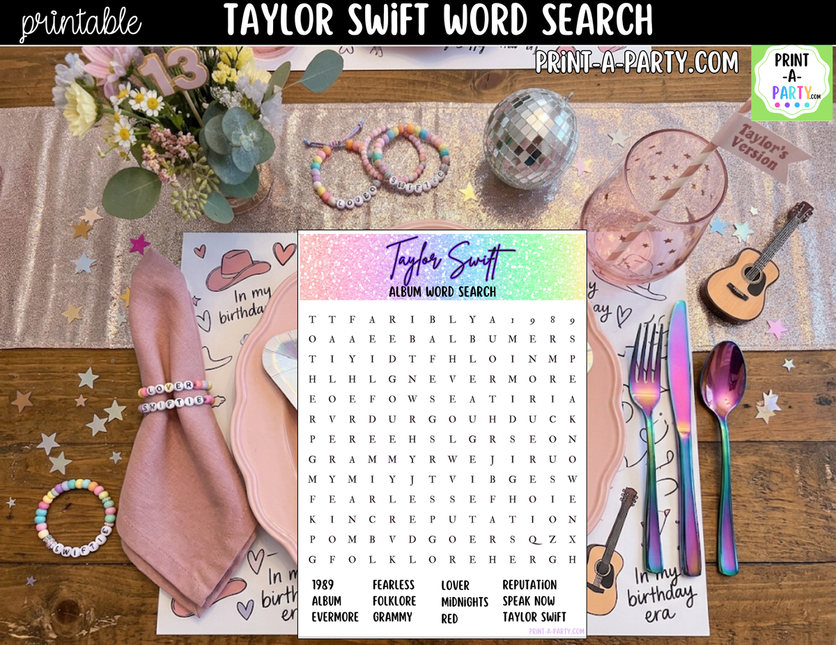 Taylor Swift Word Search Printable | Swiftie Party Game – PrintAParty